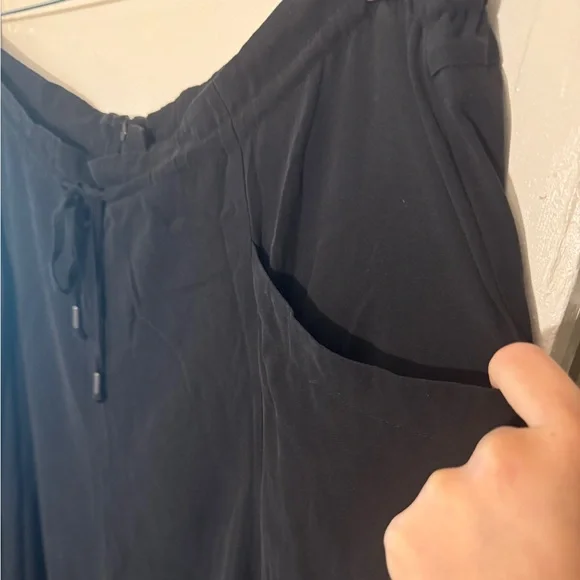 COPY - Eileen Fisher Black Silk Drawstring Skirt with Pockets 2X - Picture 3 of 7